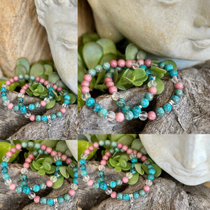 Chrysocolla, Rhodonite, Clear Quartz and Ocean Jasper