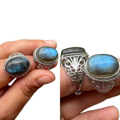 Labradorite Blue Flash Ring