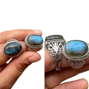 Labradorite Blue Flash Ring