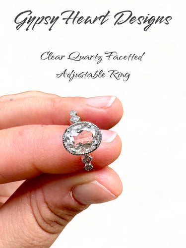 Clear Quartz Adjustable Ring