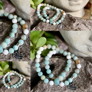 Flower  Amazonite and White Jade