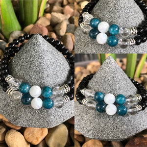 Moonstone, Apatite, Clear Quartz and Black Quartz